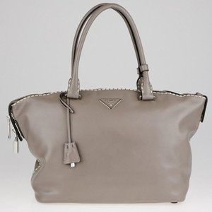 Prada Gray Calfskin Leather Bag